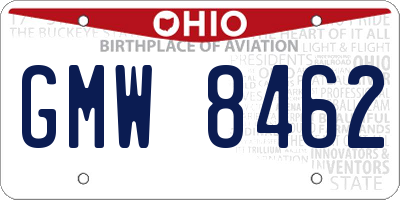 OH license plate GMW8462