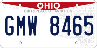 OH license plate GMW8465
