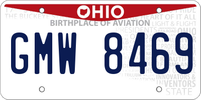 OH license plate GMW8469