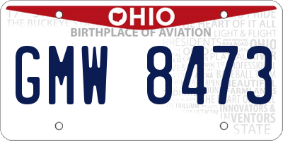 OH license plate GMW8473