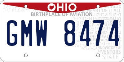 OH license plate GMW8474