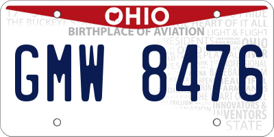 OH license plate GMW8476