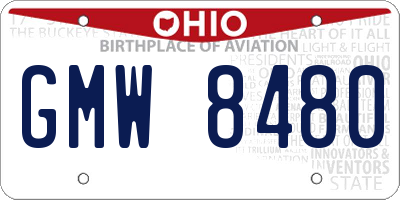 OH license plate GMW8480