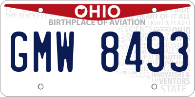 OH license plate GMW8493