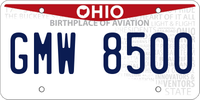 OH license plate GMW8500
