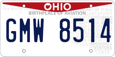 OH license plate GMW8514