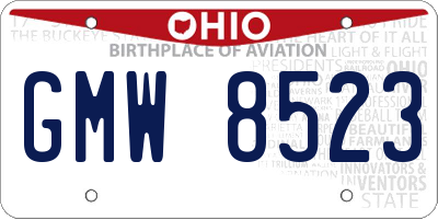 OH license plate GMW8523