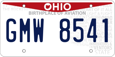 OH license plate GMW8541