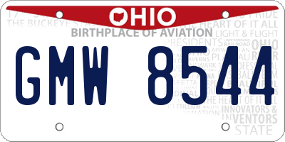 OH license plate GMW8544