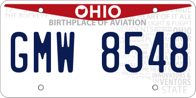 OH license plate GMW8548