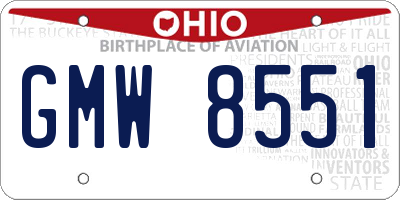 OH license plate GMW8551