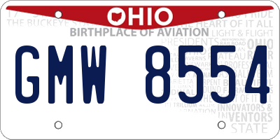 OH license plate GMW8554