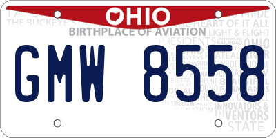 OH license plate GMW8558