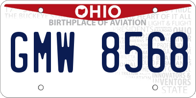 OH license plate GMW8568