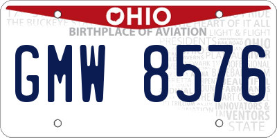 OH license plate GMW8576