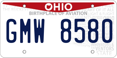 OH license plate GMW8580