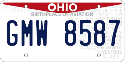OH license plate GMW8587