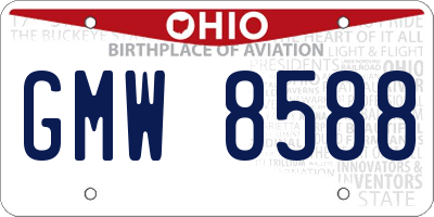 OH license plate GMW8588