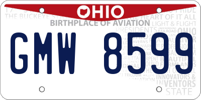 OH license plate GMW8599