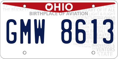 OH license plate GMW8613