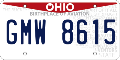 OH license plate GMW8615