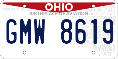 OH license plate GMW8619