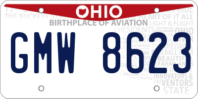 OH license plate GMW8623