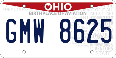 OH license plate GMW8625