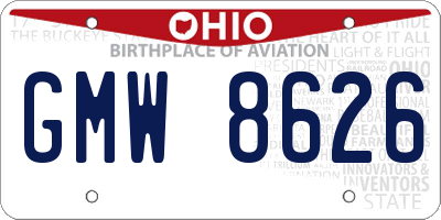 OH license plate GMW8626