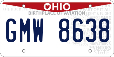 OH license plate GMW8638