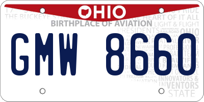 OH license plate GMW8660