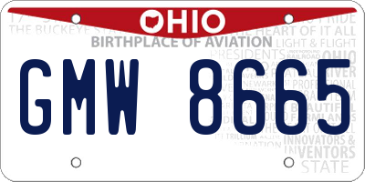 OH license plate GMW8665