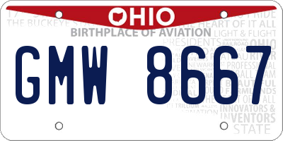 OH license plate GMW8667