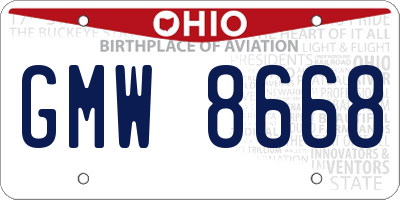 OH license plate GMW8668