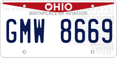 OH license plate GMW8669