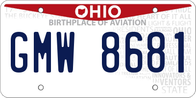 OH license plate GMW8681