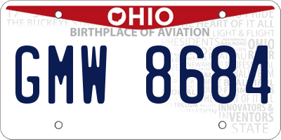 OH license plate GMW8684