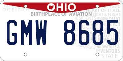 OH license plate GMW8685