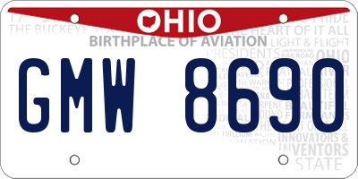 OH license plate GMW8690