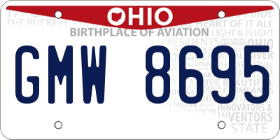 OH license plate GMW8695