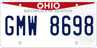 OH license plate GMW8698