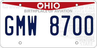 OH license plate GMW8700