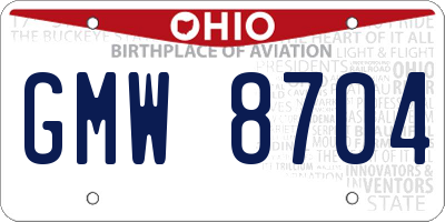 OH license plate GMW8704