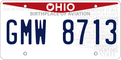 OH license plate GMW8713