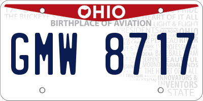 OH license plate GMW8717