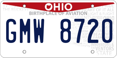 OH license plate GMW8720