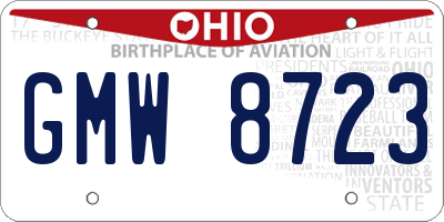 OH license plate GMW8723