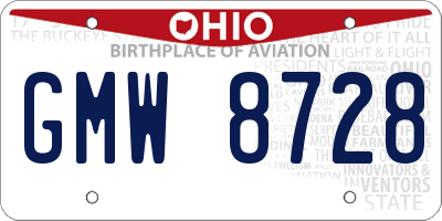 OH license plate GMW8728
