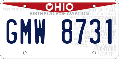 OH license plate GMW8731