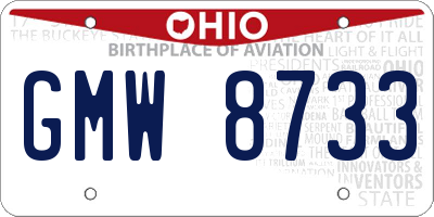 OH license plate GMW8733